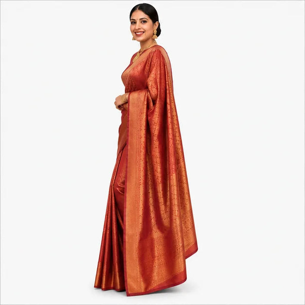 Soft Paithani Silk Saree mit Rich Zari – Indischer Damen Saree  brown