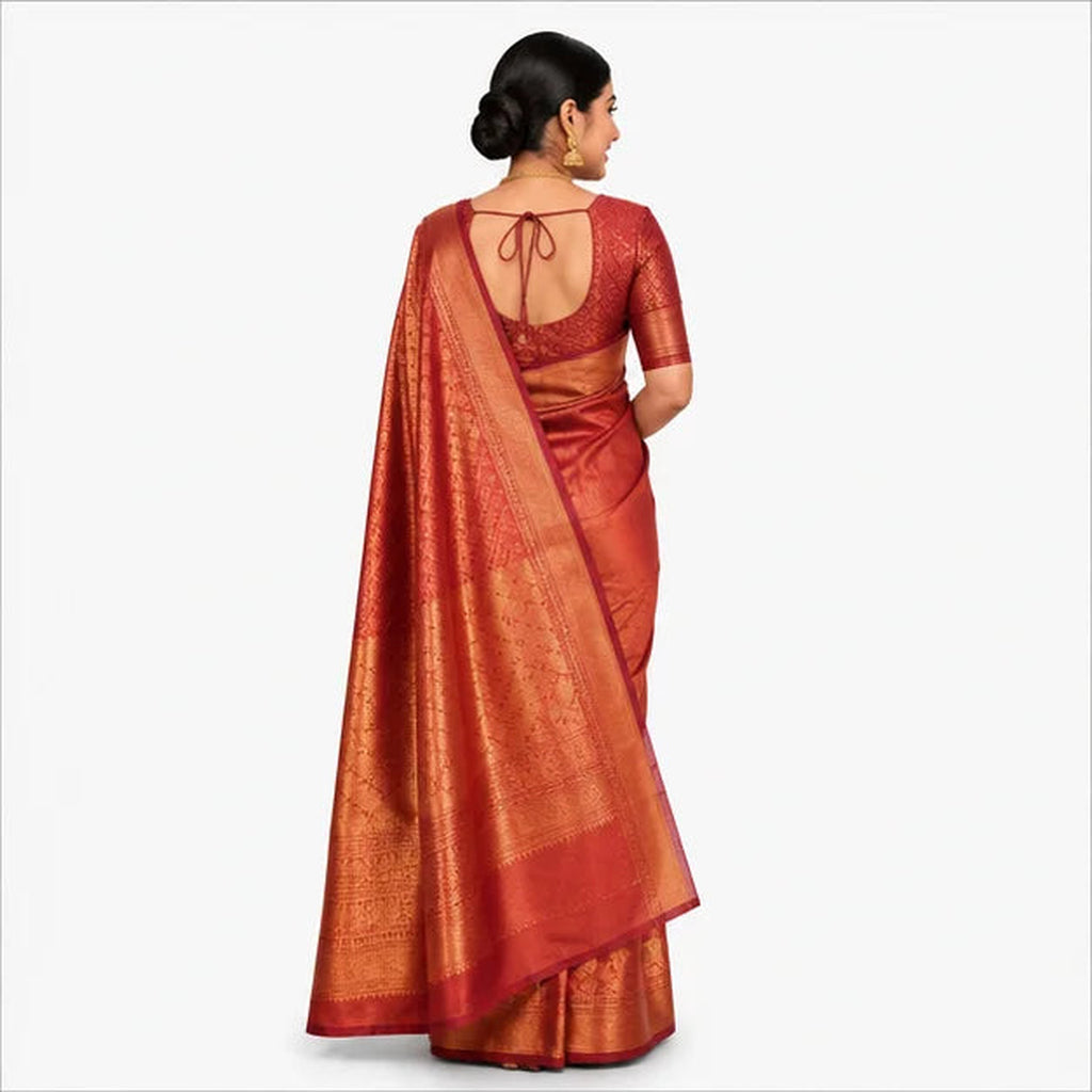 Soft Paithani Silk Saree mit Rich Zari – Indischer Damen Saree  brown