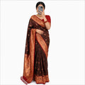 Soft Paithani Silk Saree mit Rich Zari – Indischer Damen Saree brown