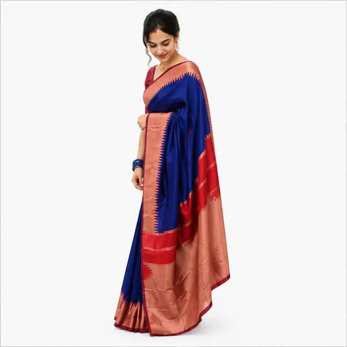 Soft Paithani Silk Saree mit Rich Zari – Indischer Damen Saree green purple