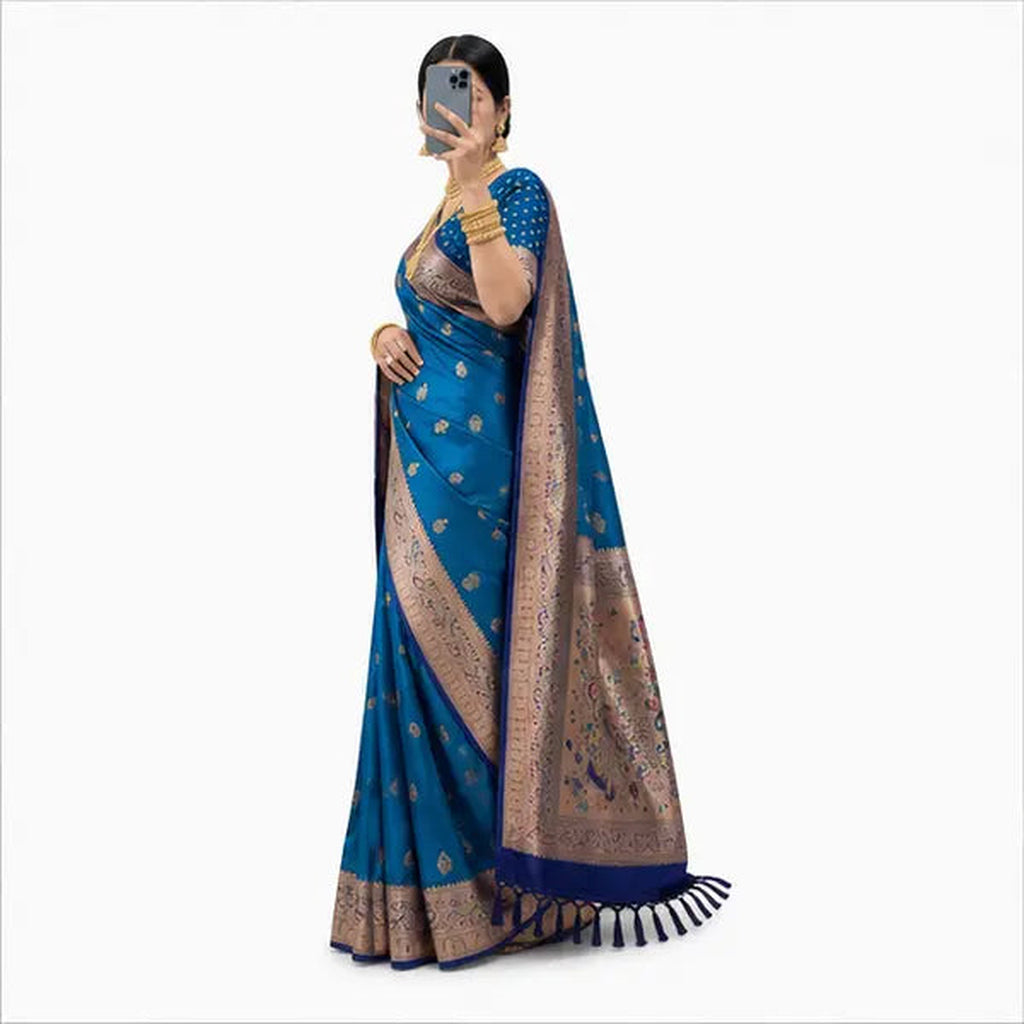 Soft Paithani Silk Saree mit Rich Zari – Indischer Damen Saree