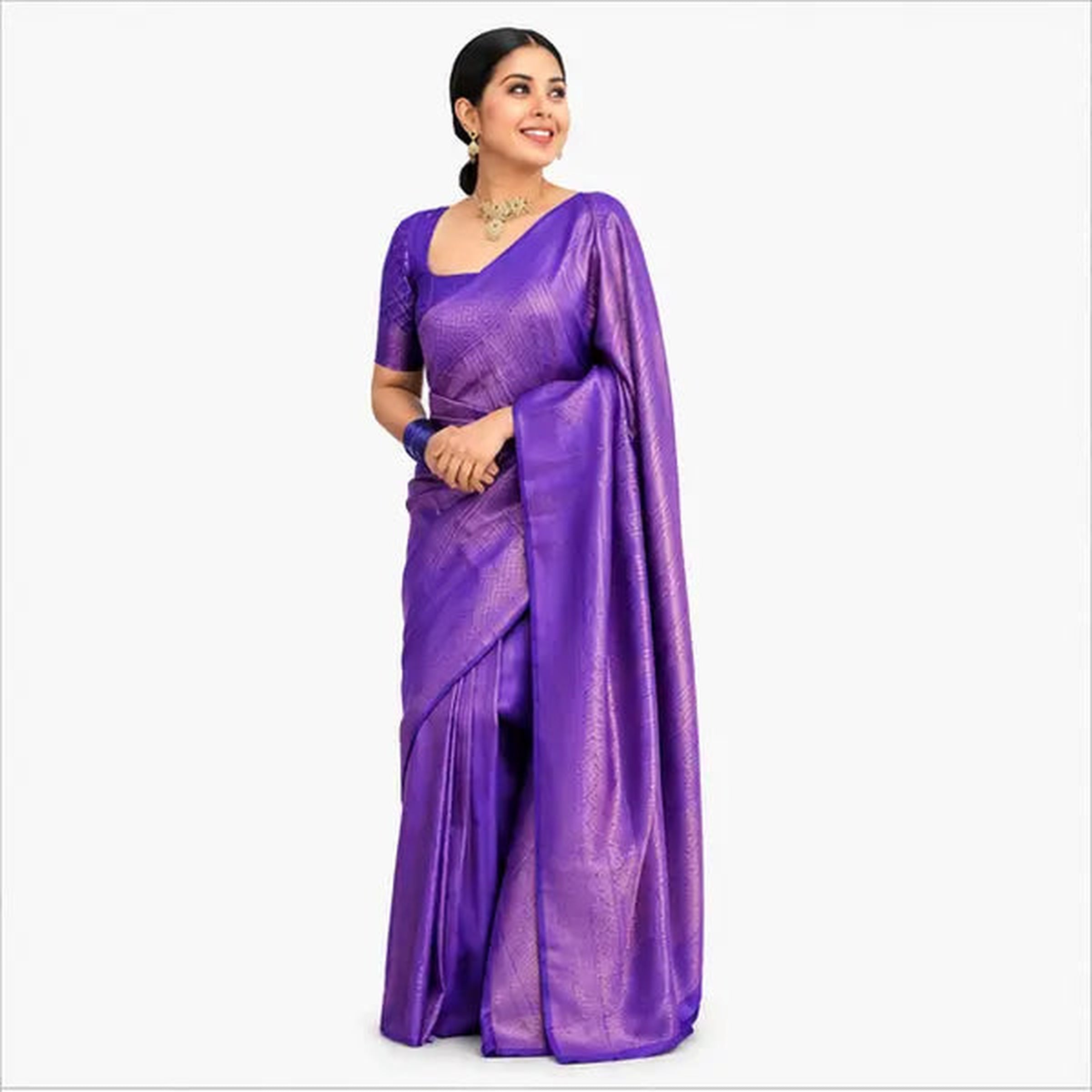 Soft Paithani Silk Saree mit Rich Zari – Indischer Damen Saree  purple