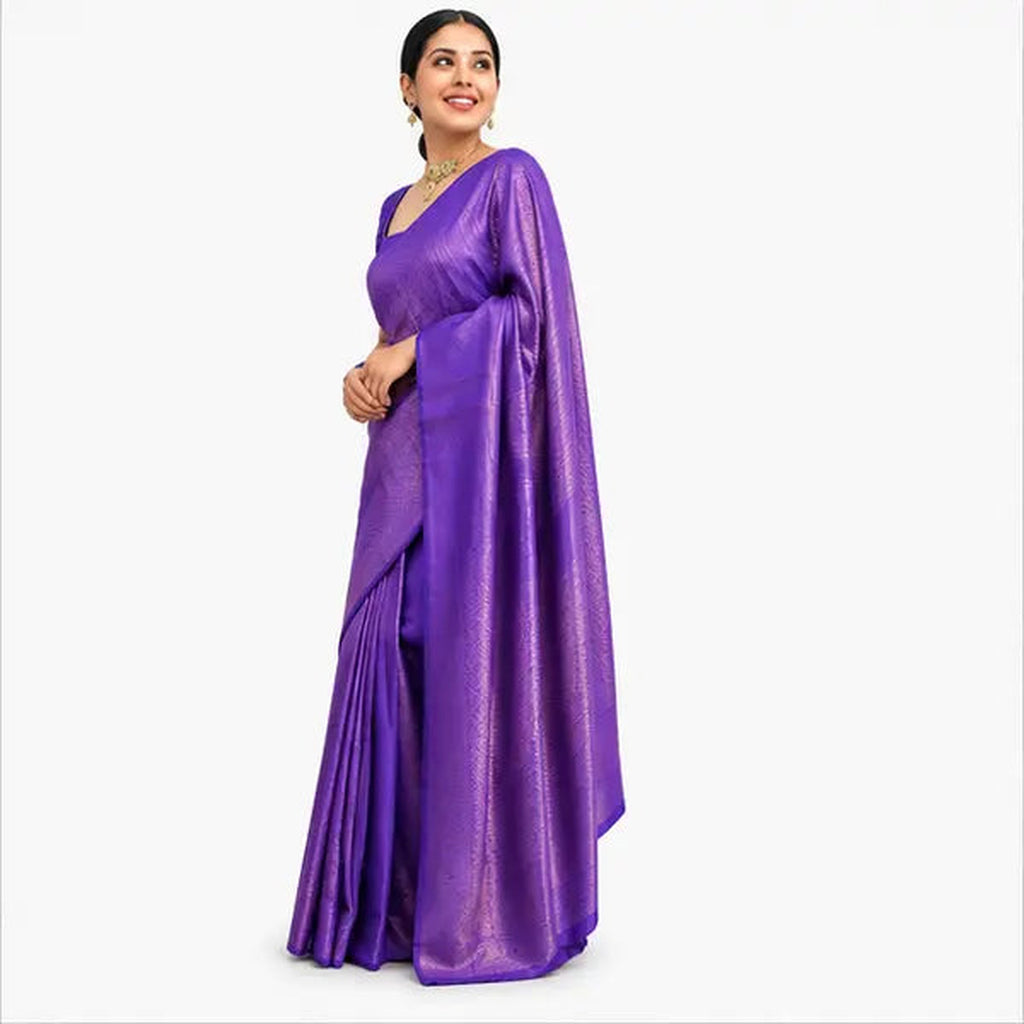 Soft Paithani Silk Saree mit Rich Zari – Indischer Damen Saree  purple