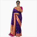 Soft Paithani Silk Saree mit Rich Zari – Indischer Damen Saree purple