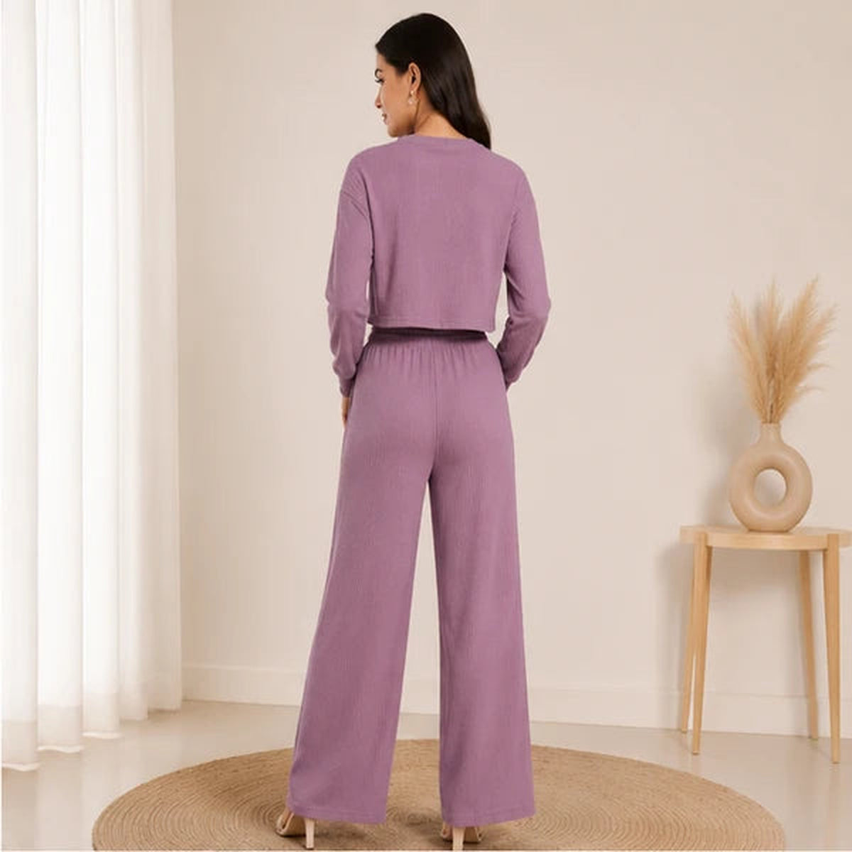 Women’s Lycra Polyester Co-Ord Set – Trendy Top & Trousers