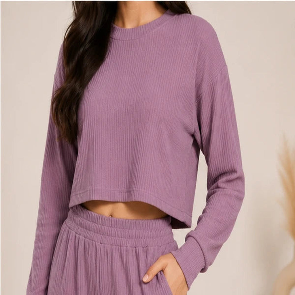 Women’s Lycra Polyester Co-Ord Set – Trendy Top & Trousers