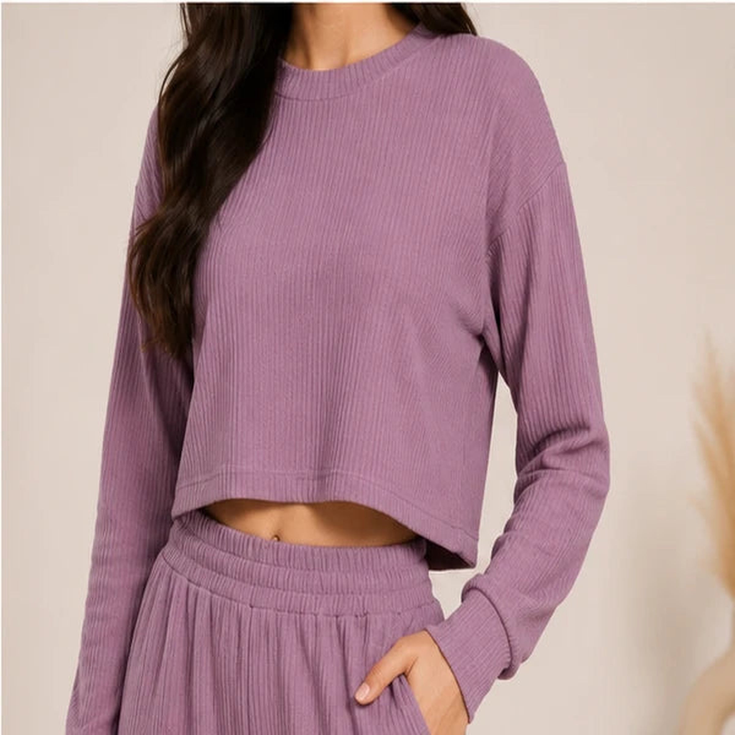 Women’s Lycra Polyester Co-Ord Set – Trendy Top & Trousers