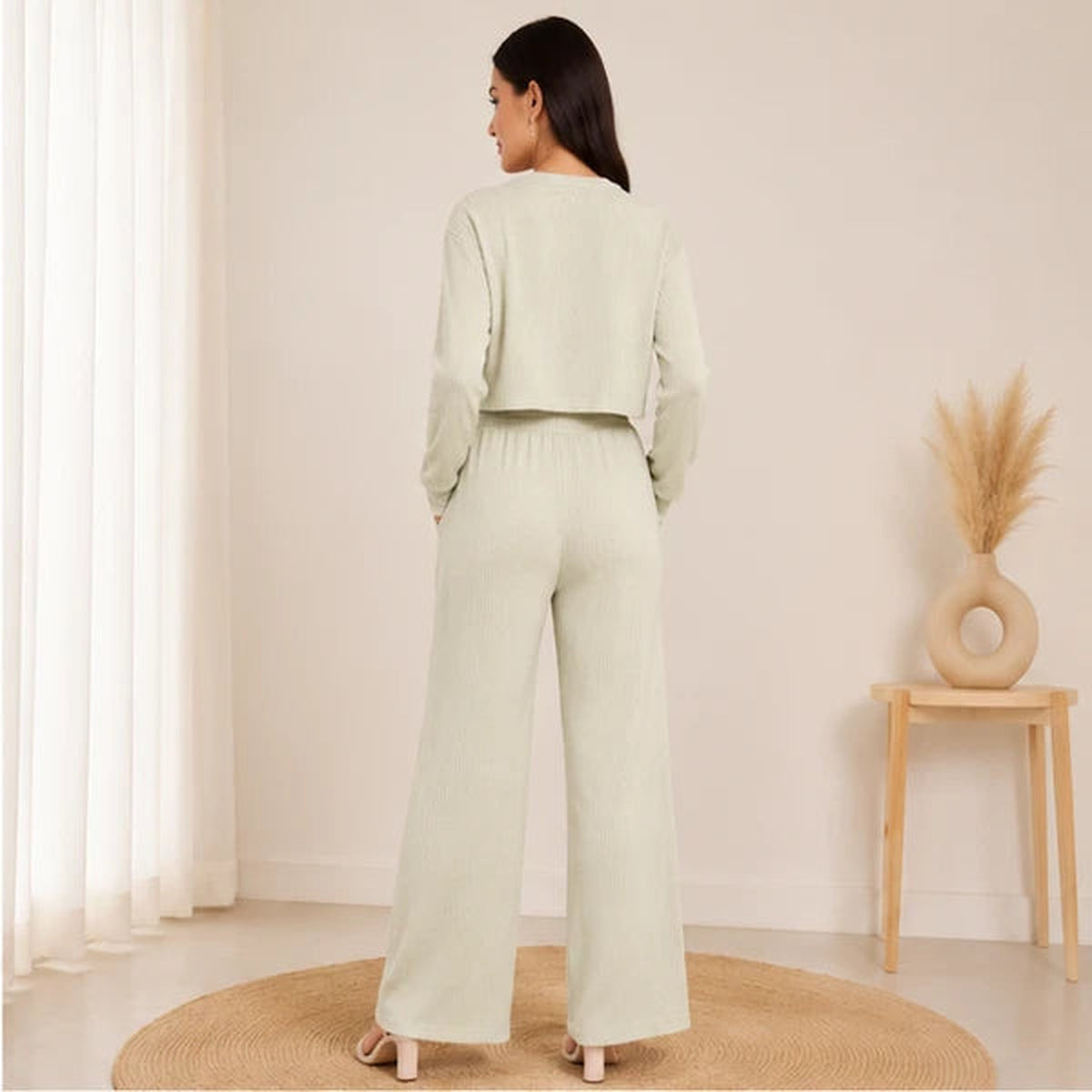 Women’s Lycra Polyester Co-Ord Set – Trendy Top & Trousers