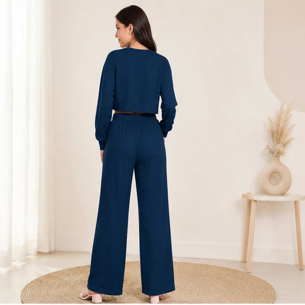 Women’s Lycra Polyester Co-Ord Set – Trendy Top & Trousers