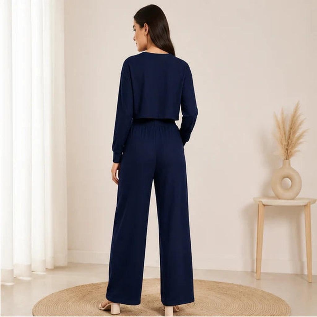 Women’s Lycra Polyester Co-Ord Set – Trendy Top & Trousers