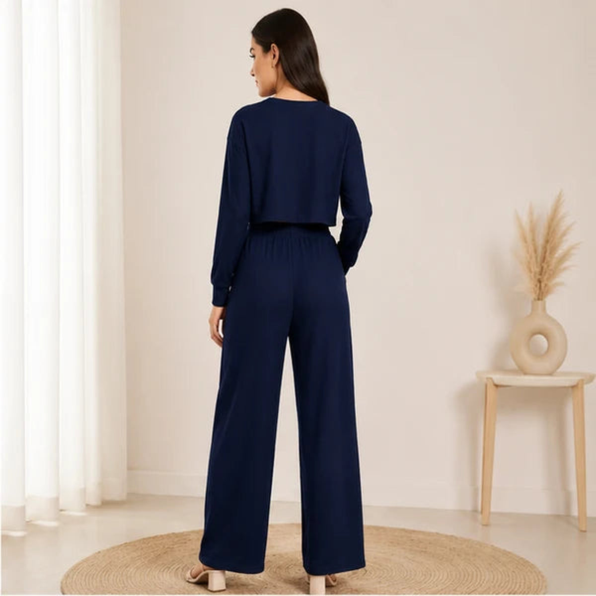 Women’s Lycra Polyester Co-Ord Set – Trendy Top & Trousers