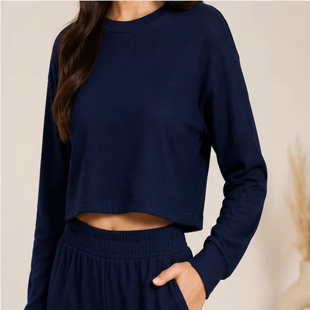 Women’s Lycra Polyester Co-Ord Set – Trendy Top & Trousers