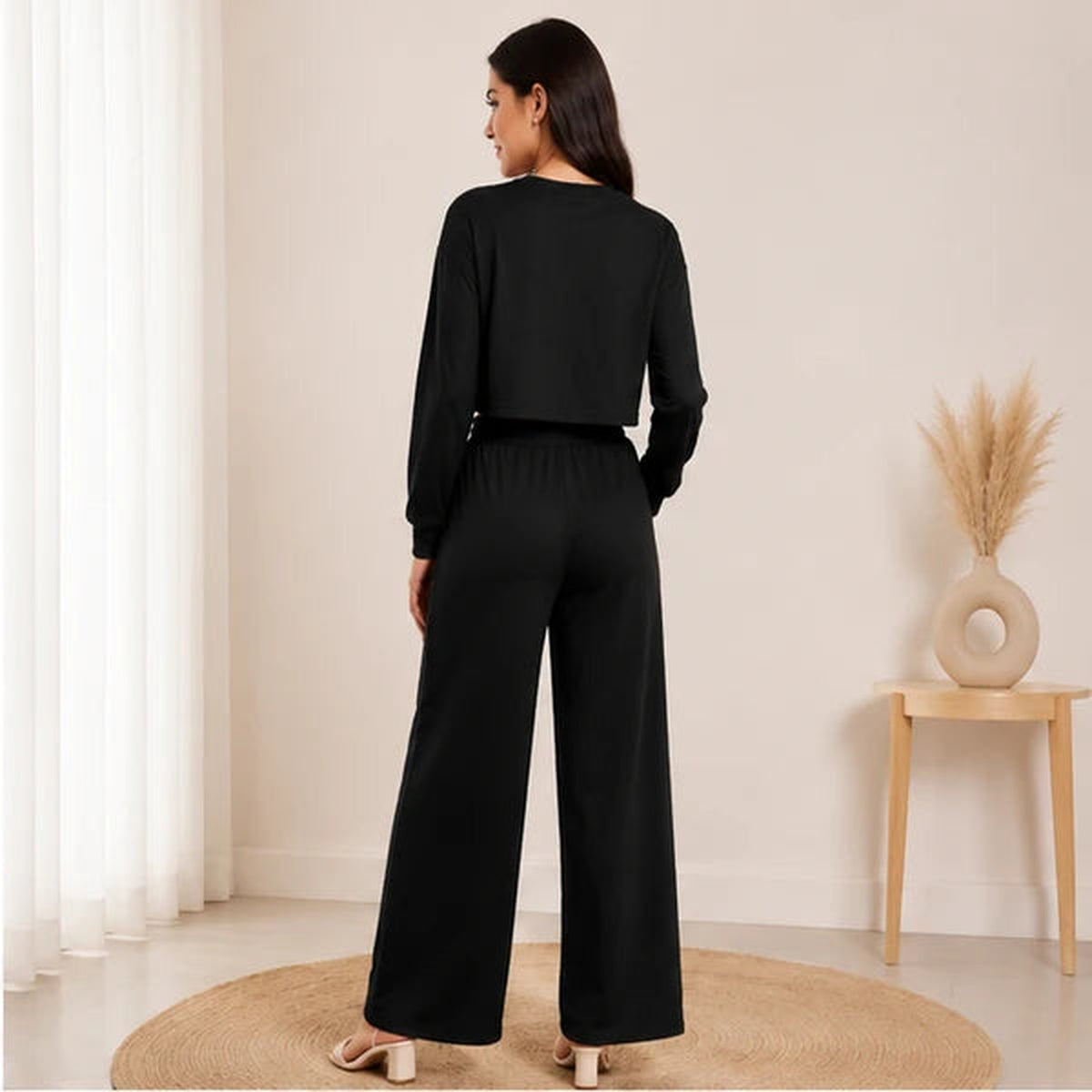 Women’s Lycra Polyester Co-Ord Set – Trendy Top & Trousers